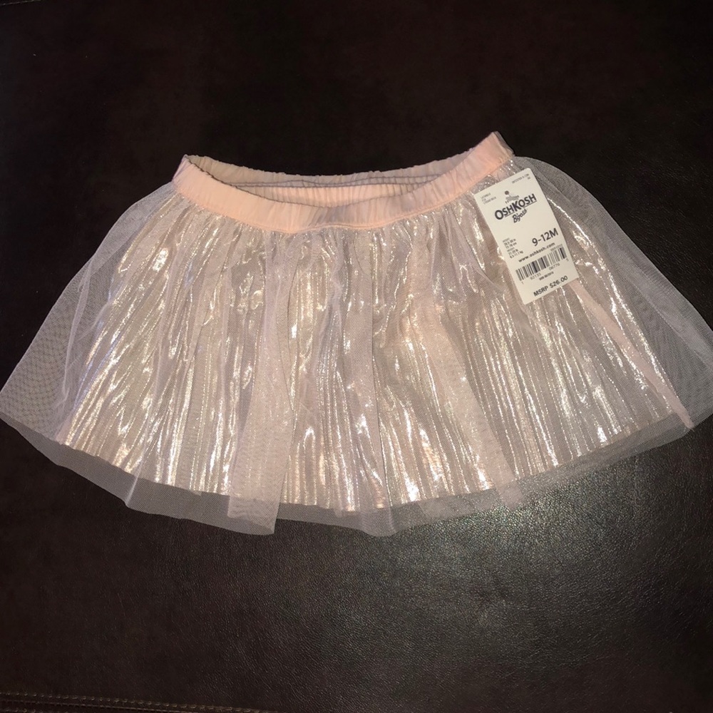 Pink tulle and silver metallic skirt